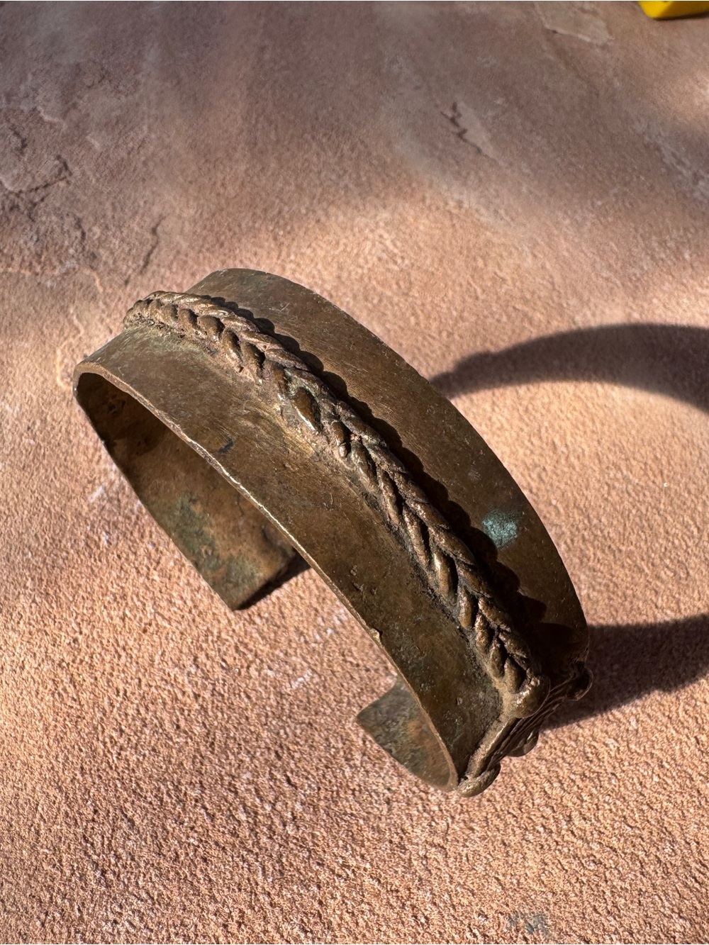 Braided Metal Cuff Bracelet African Bronze Patina Ethnic Tribal Antique Vintage
